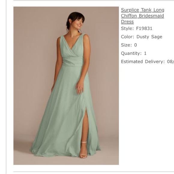 Sage V- Neck Bridesmaid Dress - Picture 5 of 7